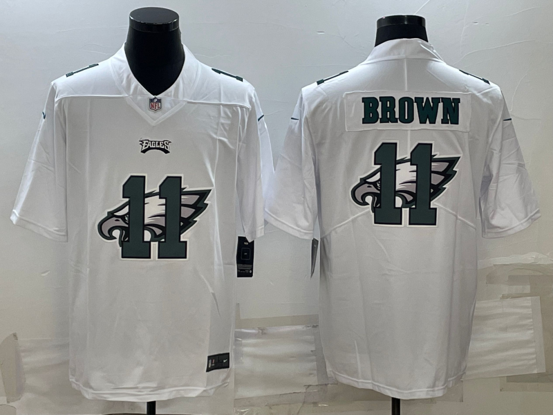 Men's Philadelphia Eagles A.J. Brown #11 White Team Game jersey