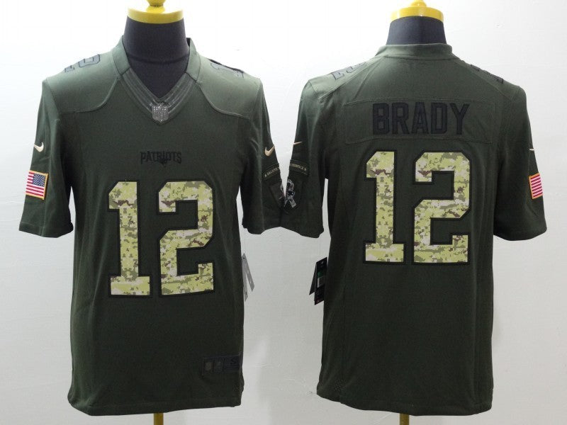 Men's New England Patriots Tom Brady #12 Army Green Game jersey