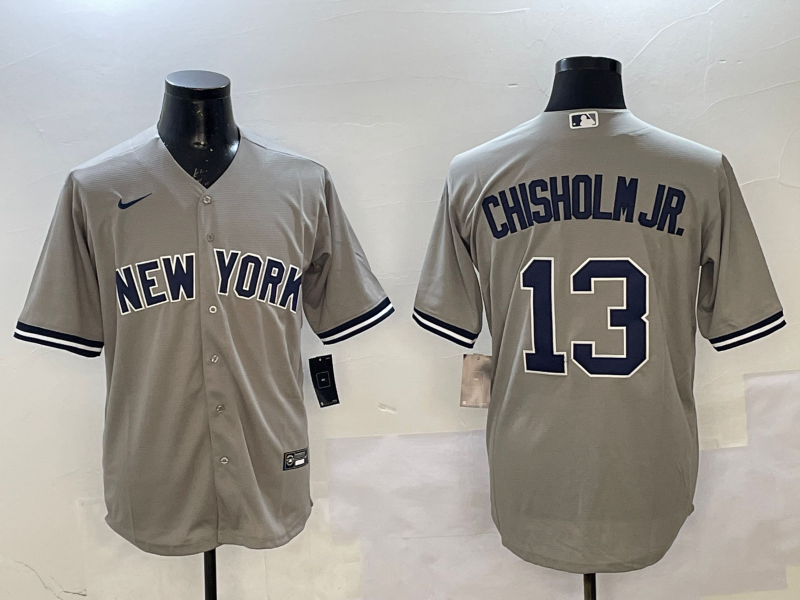 Men's New York Yankees Jazz Chisholm Jr. #13 Gray Replica Player jersey