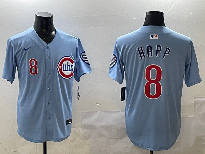 Men's Chicago Cubs Ian Happ #8 Baby Blue 2nd Alternate Limited Player jersey