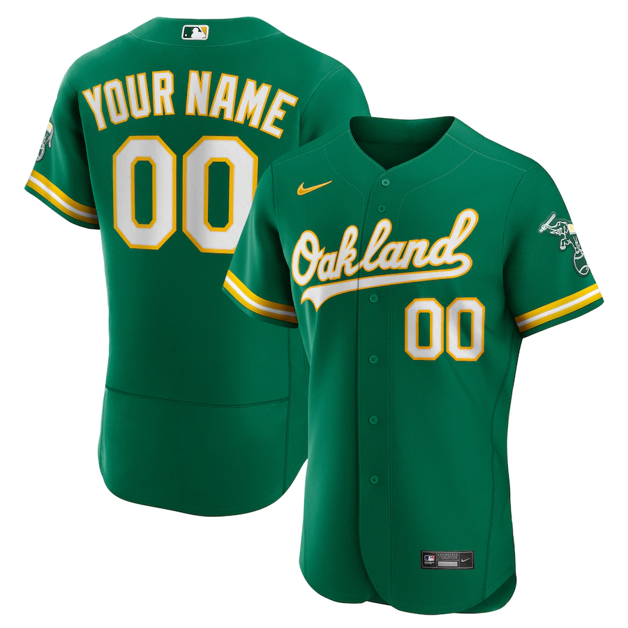 Men's Oakland Athletics Kelly Green Alternate Authentic Custom jersey