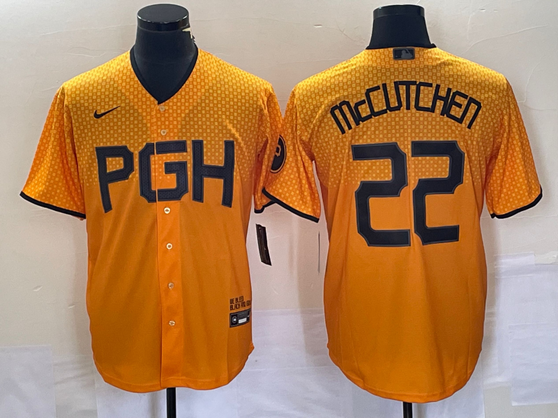 Men's Pittsburgh Pirates Andrew McCutchen #22 Gold 2023 City Connect Replica Player jersey