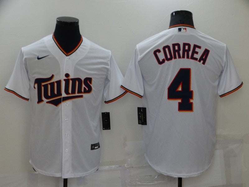 Men's Minnesota Twins Carlos Correa #4 White Replica Baseball jersey