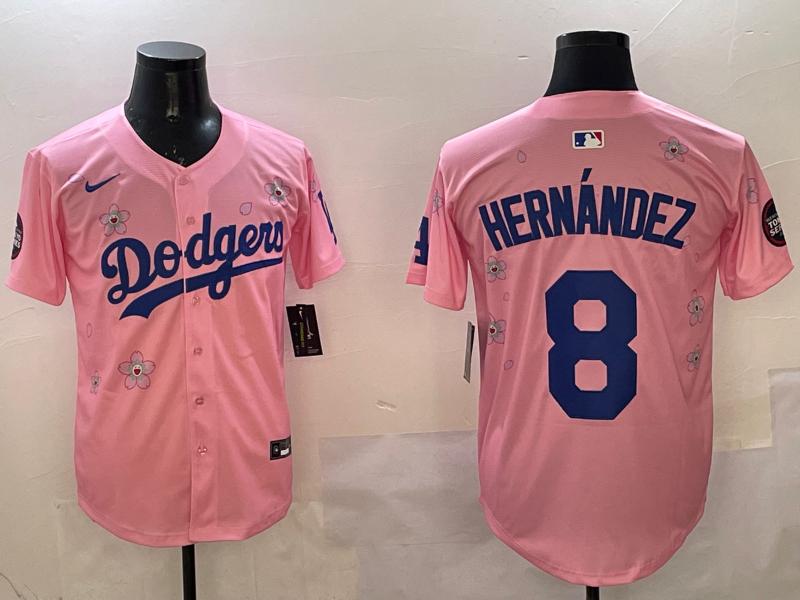 Men's Los Angeles Dodgers Enrique Hernandez #8 Pink Alternate Replica Player jersey