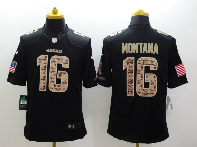 Men's San Francisco 49ers Joe Montana #16 Black Alternate Game jersey