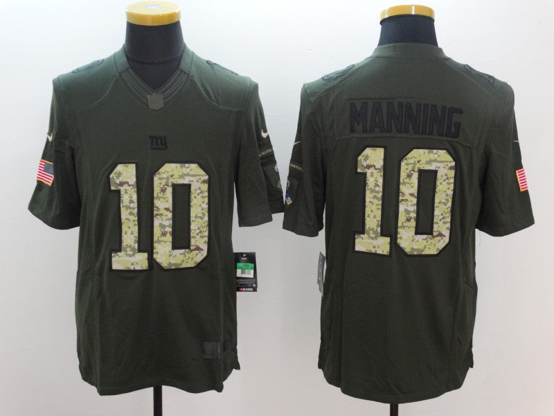 Men's New York Giants Eli Manning #10 Army Green Game jersey