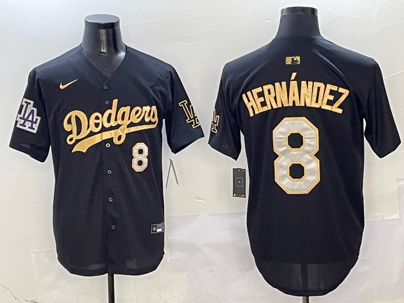 Men's Los Angeles Dodgers Enrique Hernandez #8 Black Team Game Jersey