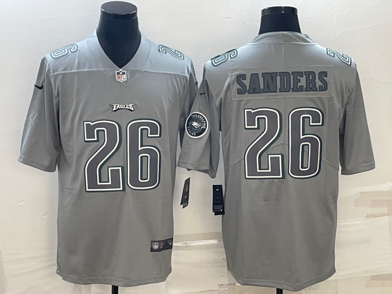 Men's Philadelphia Eagles Miles Sanders #26 Gray Atmosphere Fashion Game jersey