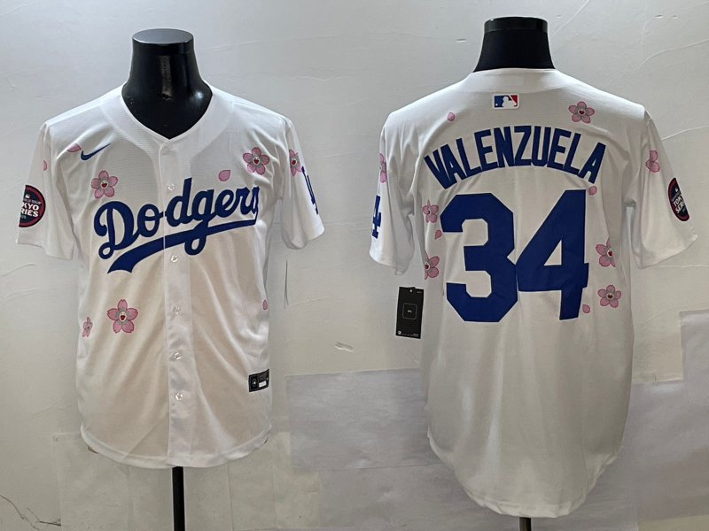 Men's Los Angeles Dodgers Fernando Valenzuela White Player jersey