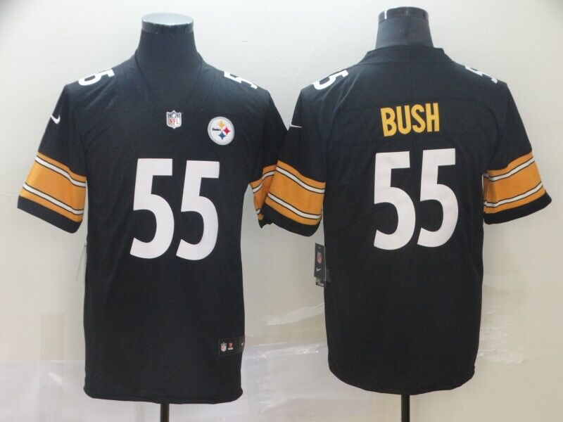 Men's Pittsburgh Steelers Devon Bush Jr. #55 Black Game jersey