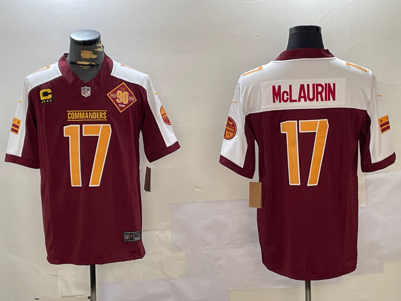 Men's Washington Commanders Terry McLaurin #17 Burgundy Player Game jersey
