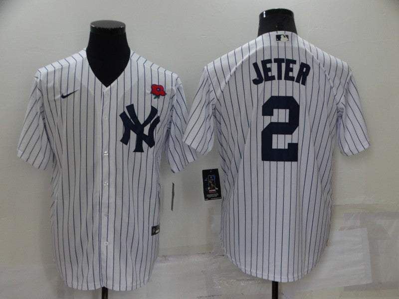 Men's New York Yankees Derek Jeter #2 White Replica Player jersey