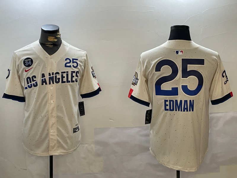 Men's Los Angeles Dodgers Tommy Edman #25 Cream 2024 City Connect Limited Player jersey