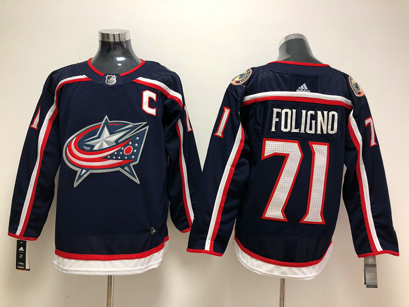 Men's Columbus Blue Jackets Nick Foligno #71 Navy Home Breakaway Player jersey