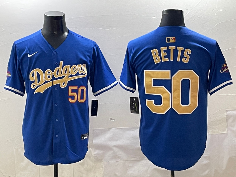Men's Los Angeles Dodgers Mookie Betts #50 Royal 2025 Gold Collection Limited jersey