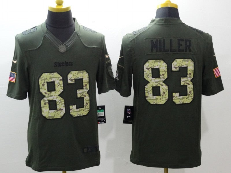 Men's Pittsburgh Steelers Heath Miller #83 Army Green Game jersey