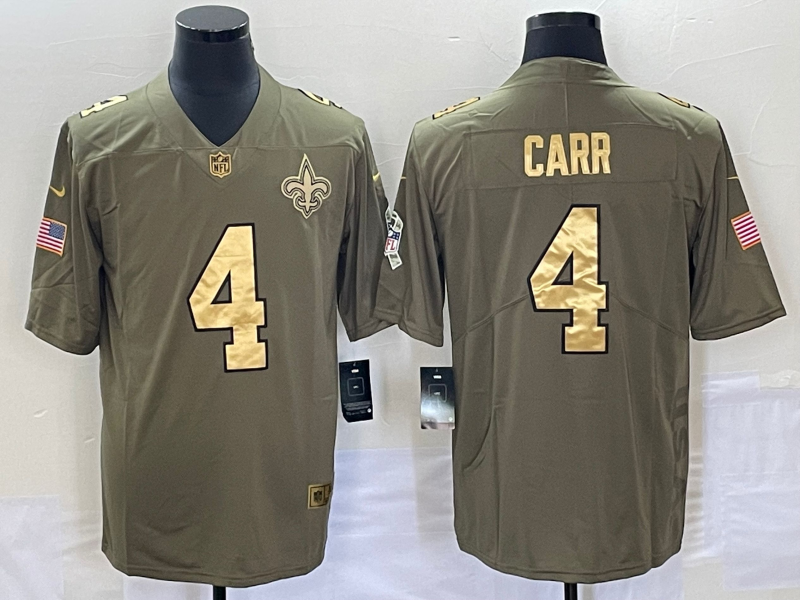Men's New Orleans Saints Derek Carr #4 Brown Player jersey
