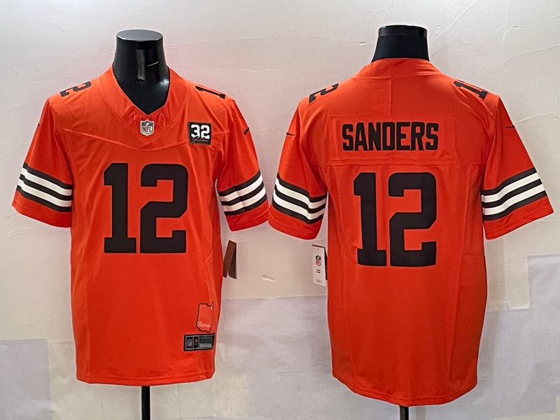 Men's Cleveland Browns Shedeur Sanders #12 Orange Game Jersey