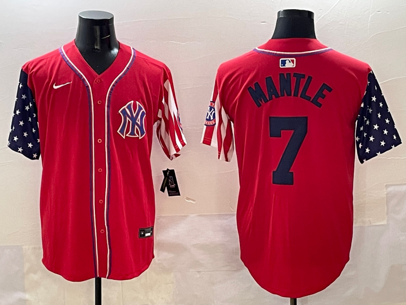 Men's New York Yankees Mickey Mantle #7 Red Limited Player Jersey