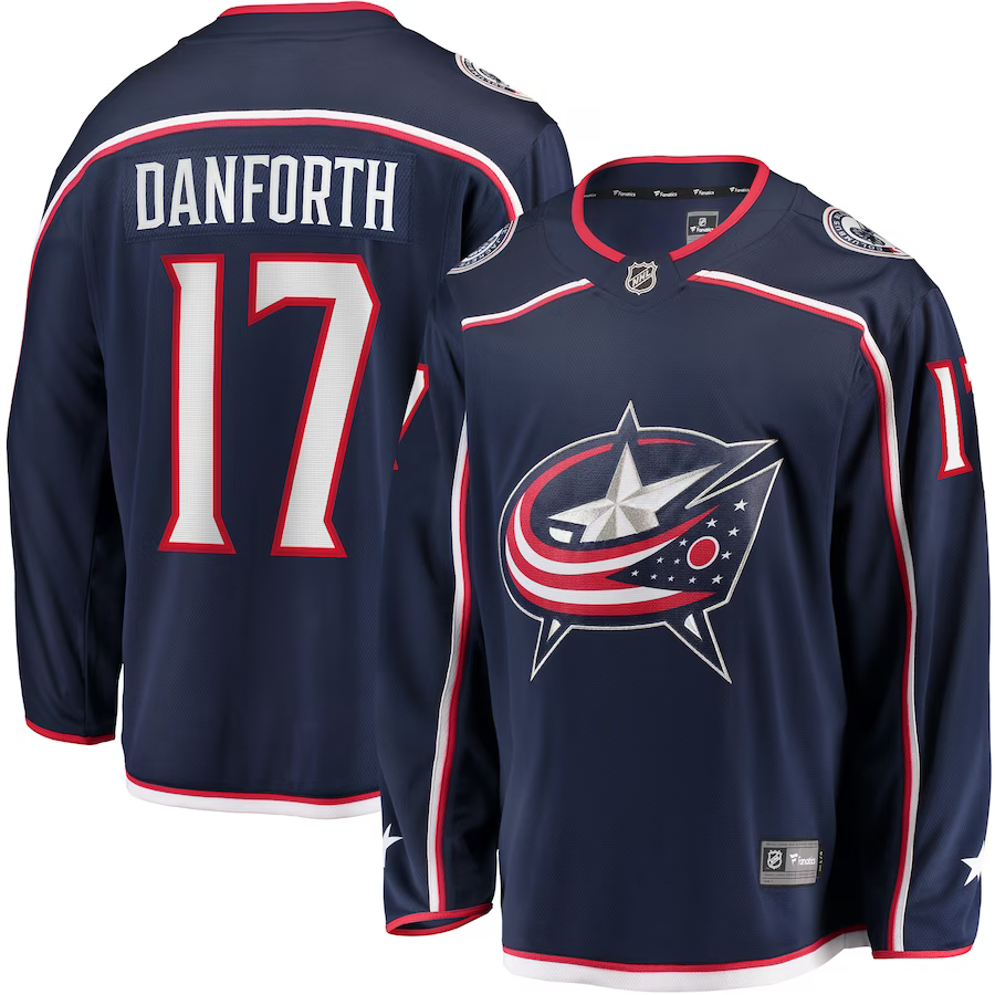 Men's Columbus Blue Jackets Justin Danforth #17 Navy Home Breakaway Player jersey
