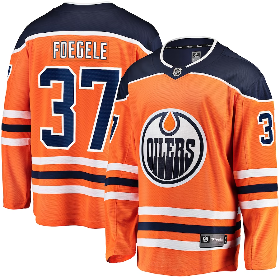 Men's Edmonton Oilers Warren Foegele #37 Orange Home Breakaway jersey