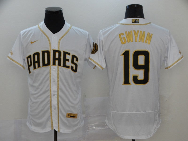Men's San Diego Padres Tony Gwynn #19 MLB White Stitched jersey