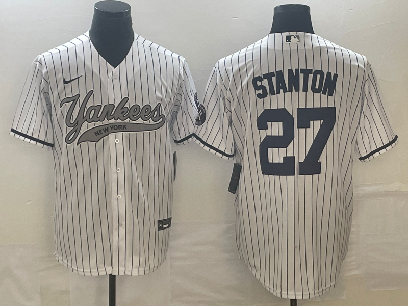 Men's New York Yankees Giancarlo Stanton #27 White Game jersey Joint Edition