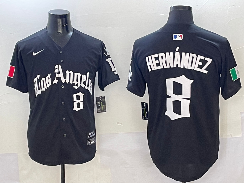 Men's Los Angeles Dodgers Enrique Hernandez #8 Black Team Game Player Jersey