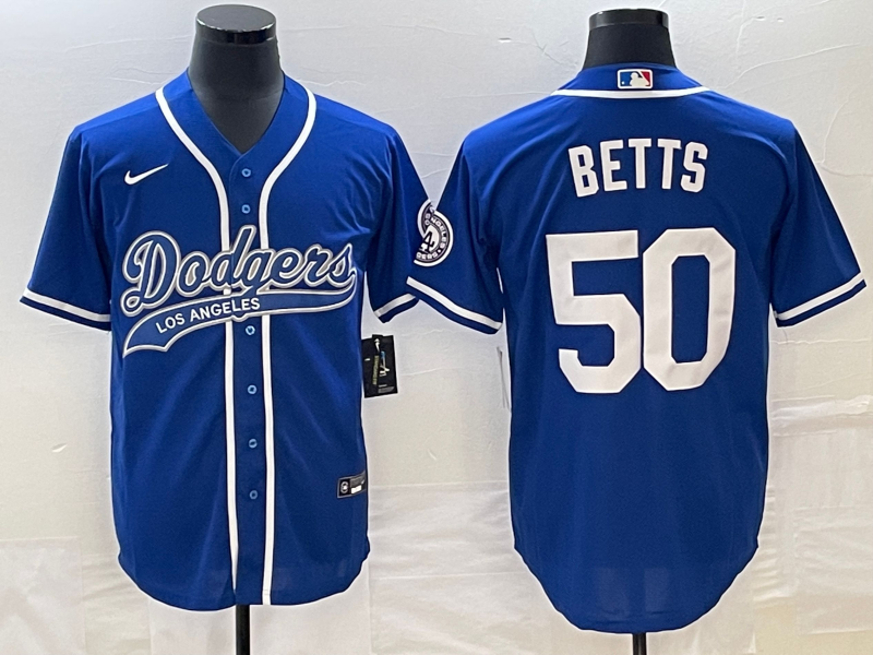 Men's Los Angeles Dodgers Mookie Betts #50 Royal Player jersey Joint Edition