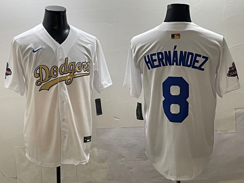 Men's Los Angeles Dodgers Enrique Hernandez #8 White Player Game jersey