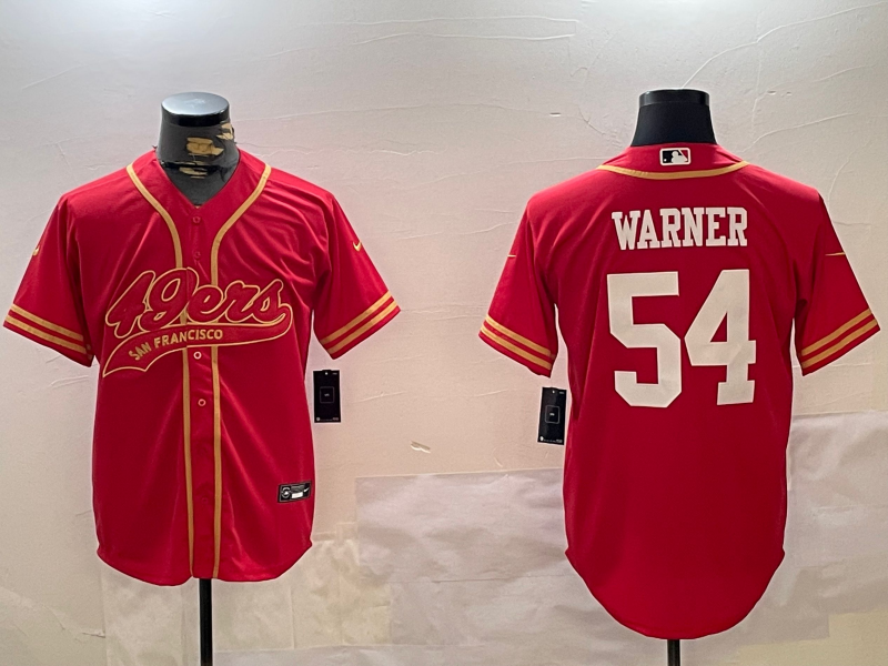 Men's San Francisco 49ers Fred Warner #54 Scarlet Team Game jersey