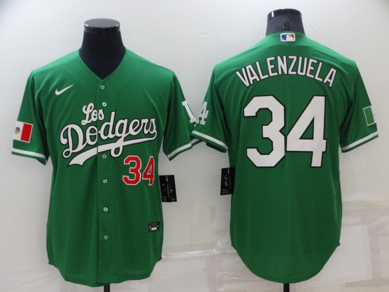 Men's Los Angeles Dodgers Fernando Valenzuela #34 Green Replica Player jersey