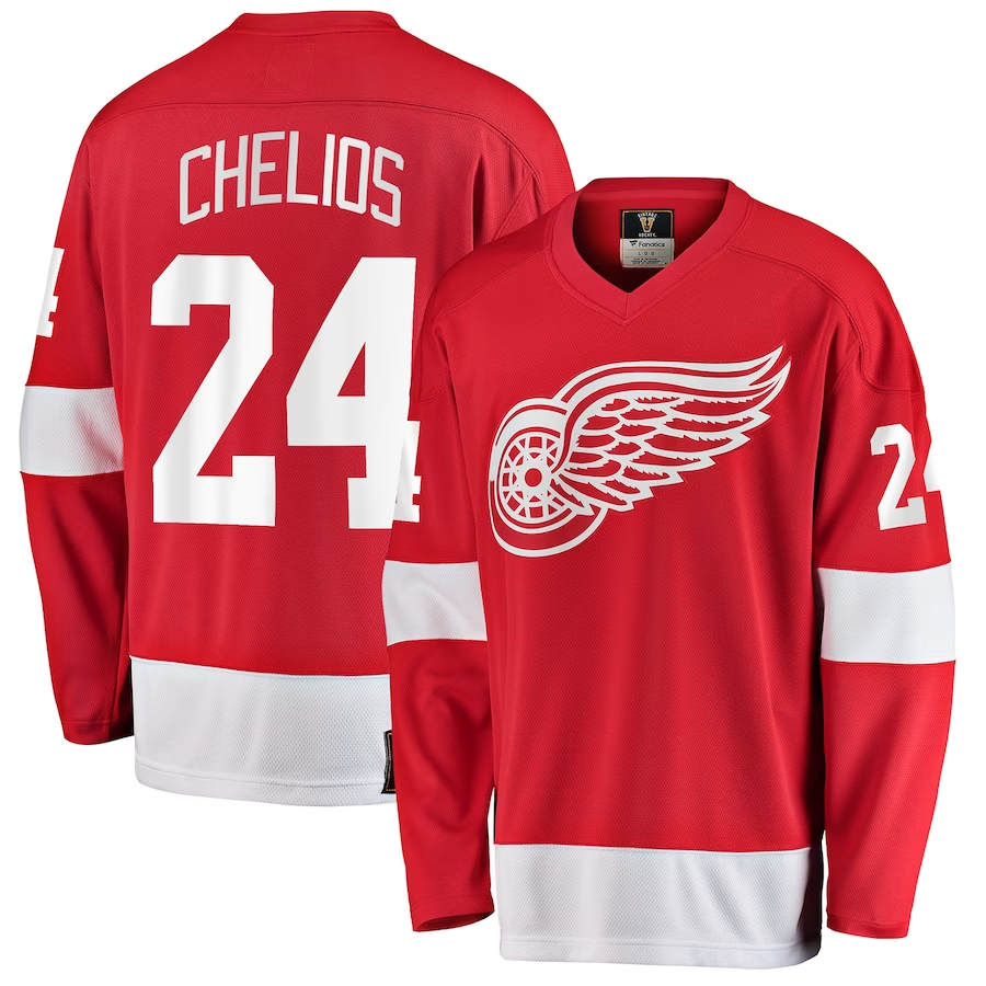 Men's Detroit Red Wings Chris Chelios #24 Red Premier Breakaway Retired Player jersey