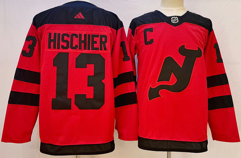 Men's New jersey Devils Nico Hischier #13 Red Game jersey