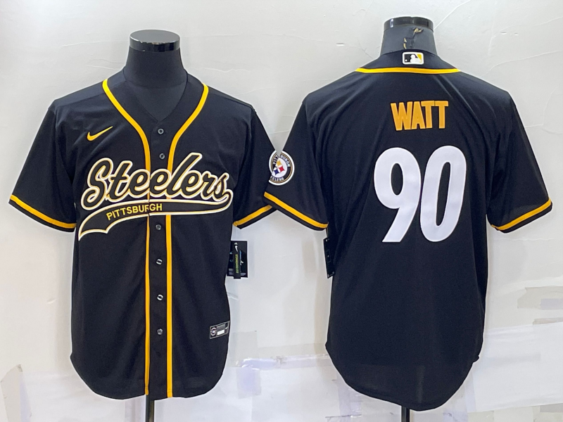 Men's Pittsburgh Steelers T.J. Watt #90 Black Game jersey Joint edition