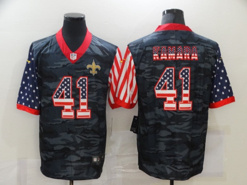 Men's New Orleans Saints Alvin Kamara #41 Gray Camouflage Game Player jersey