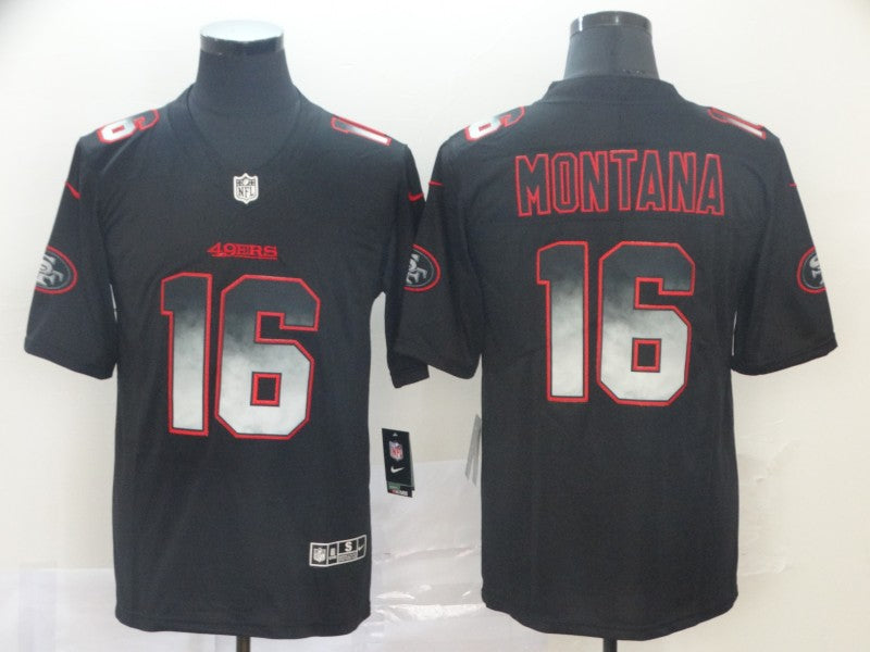 Men's San Francisco 49ers #16 Joe Montana Black Authentic Game jersey