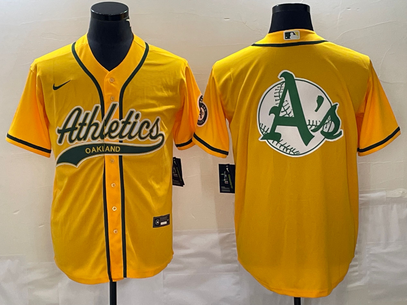 Men's Oakland Athletics Gold Replica Team jersey Joint Edition