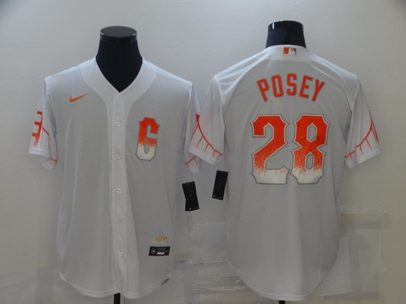 Men's San Francisco Giants Buster Posey #28 White Replica Player jersey City Edition