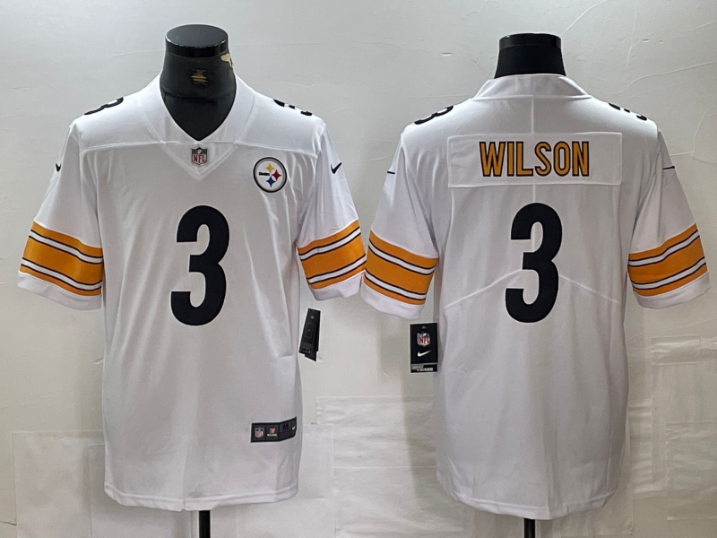 Men's Pittsburgh Steelers Russell Wilson #3 White Game Player jersey