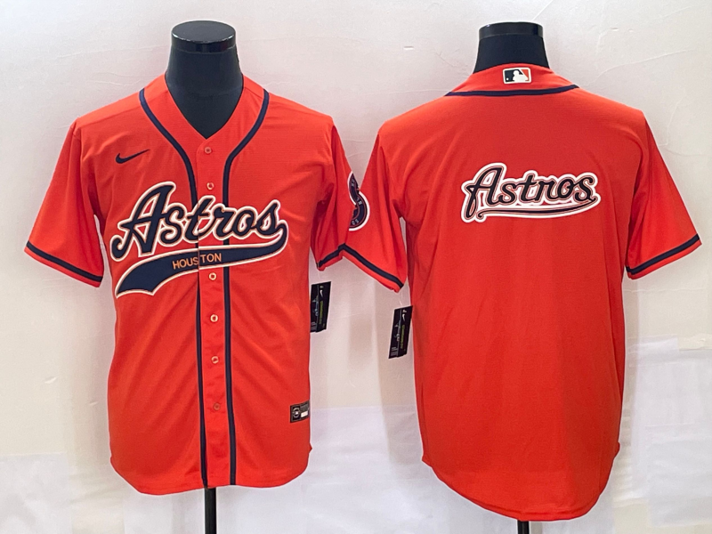 Men's Houston Astros Orange Replica Team jersey Joint Edition