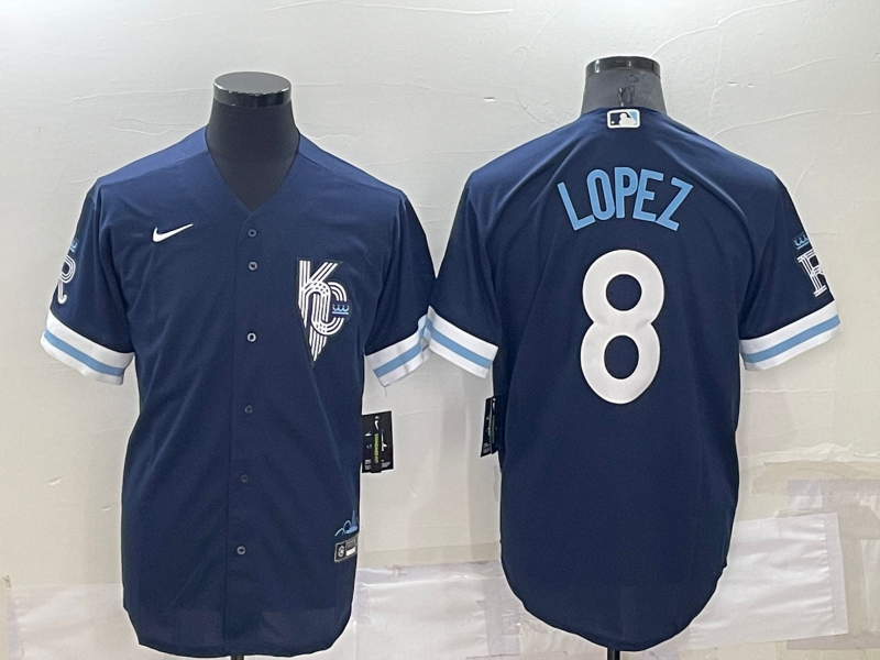 Men's Kansas City Royals Nicky Lopez #8 Navy Replica Baseball jersey