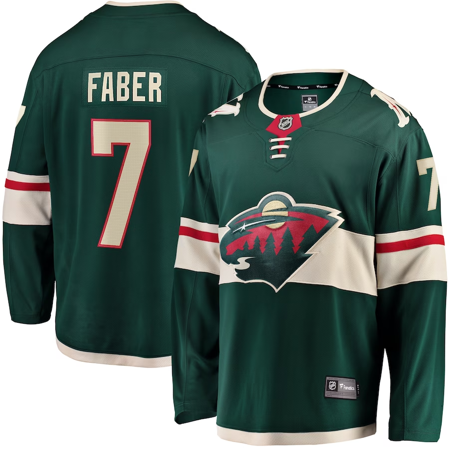 Men's Minnesota Wild Brock Faber #7 Green Home Breakaway Player jersey