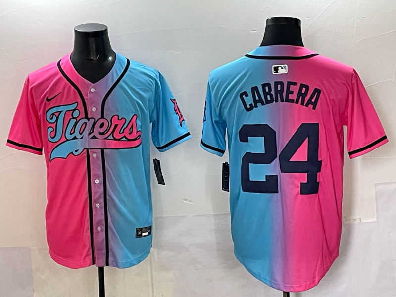 Men's Detroit Tigers Miguel Cabrera #24 Pink/Blue Player Jersey