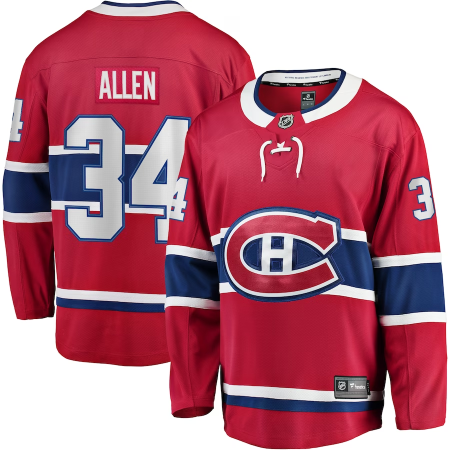 Men's Montreal Canadiens Jake Allen #34 Red Player Game jersey
