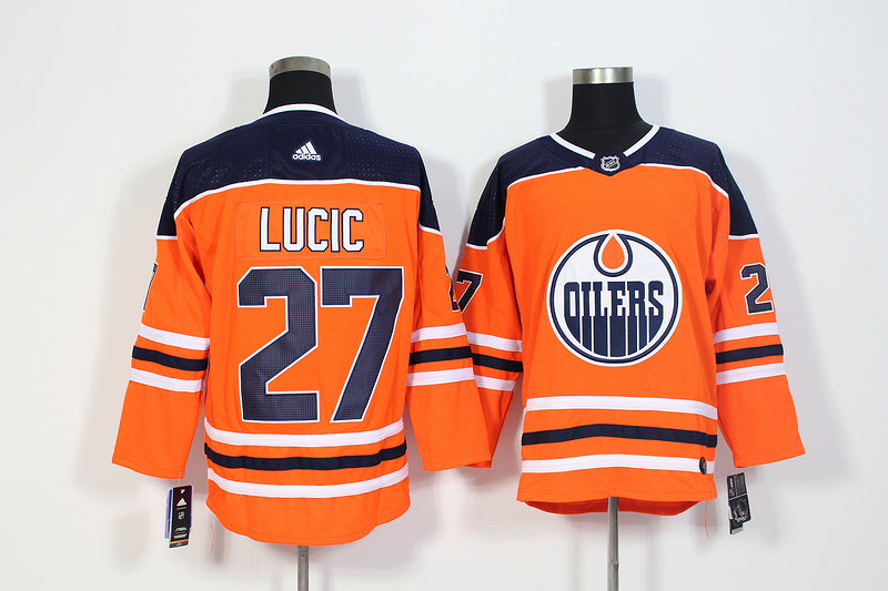 Men's Edmonton Oilers Milan Lucic #27 Orange Breakaway Player jersey