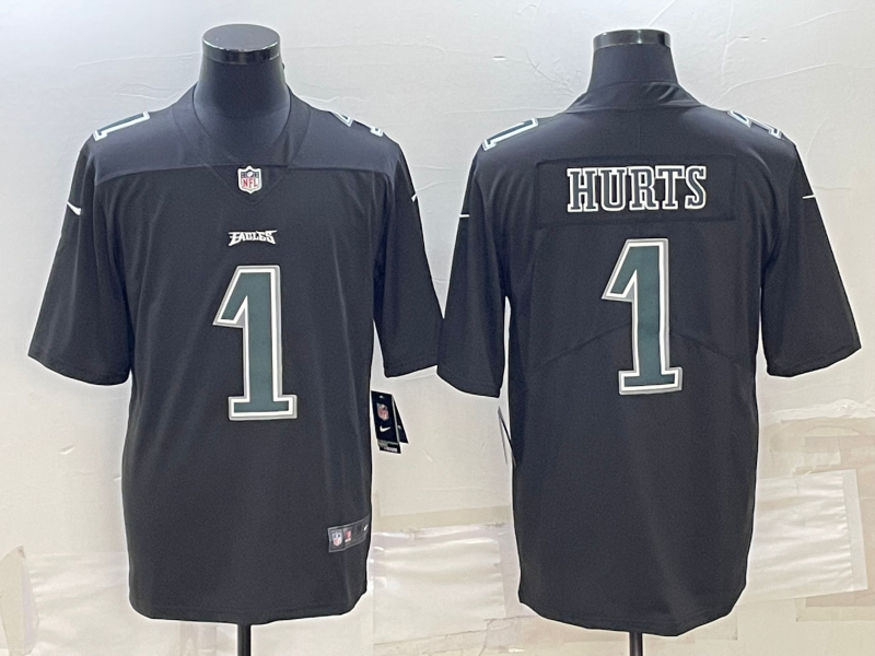 Men's Philadelphia Eagles Jalen Hurts #1 Black Player jersey