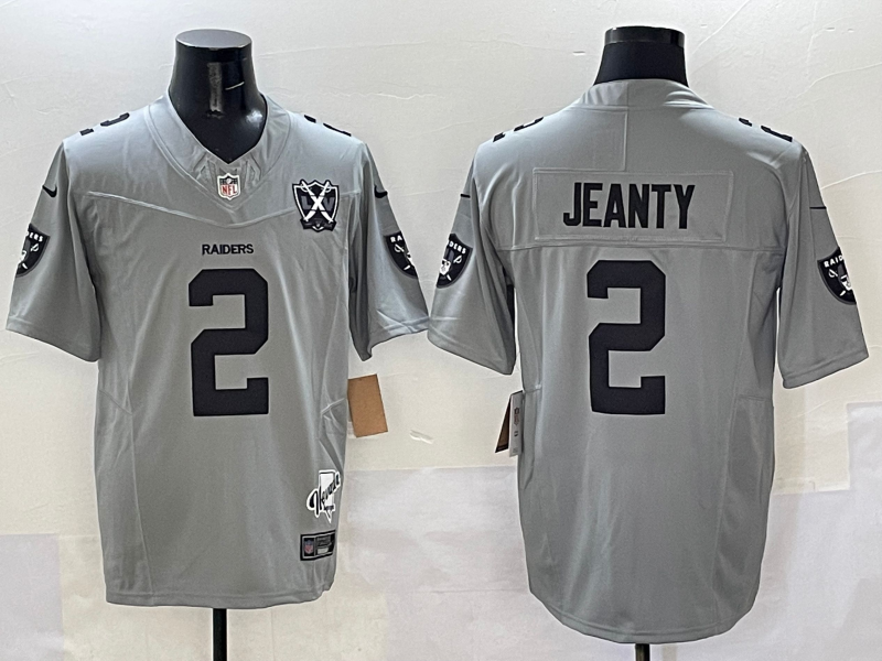 Men's Las Vegas Raiders Ashton Jeanty #2 Gray Game Jersey
