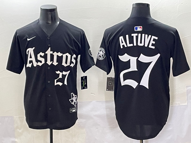 Men's Houston Astros Jose Altuve #27 Black Team Player Jersey