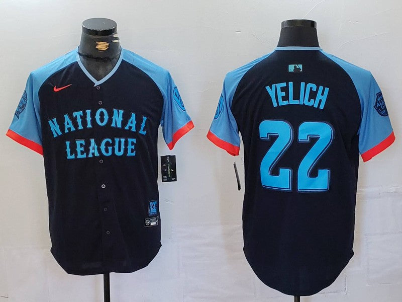 Men's National League Christian Yelich #22 Navy 2024 MLB All-Star Game Limited Player jersey